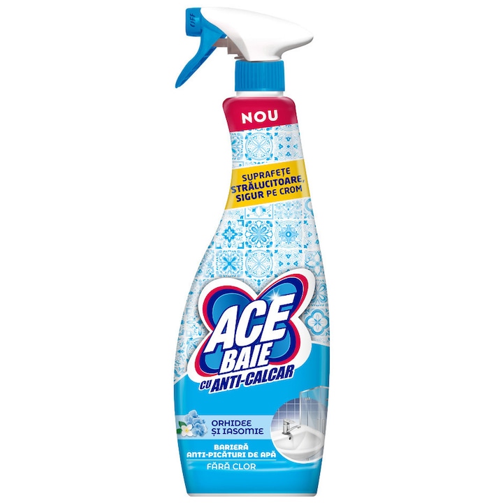 Solutie anti-calcar pentru curatare baie ACE cu parfum de Orhidee si Iasomie, 650 ml