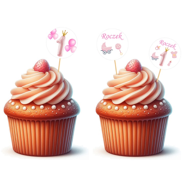 Muffin papírkosarak, PartyPro, Rózsaszín, 6 darabos készlet, 8,5 cm