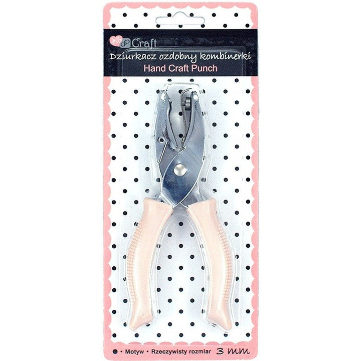 Perforator DPCRAFT, model Kombinerki, 3 mm, cu recipient pentru confetti, dimensiuni compacte