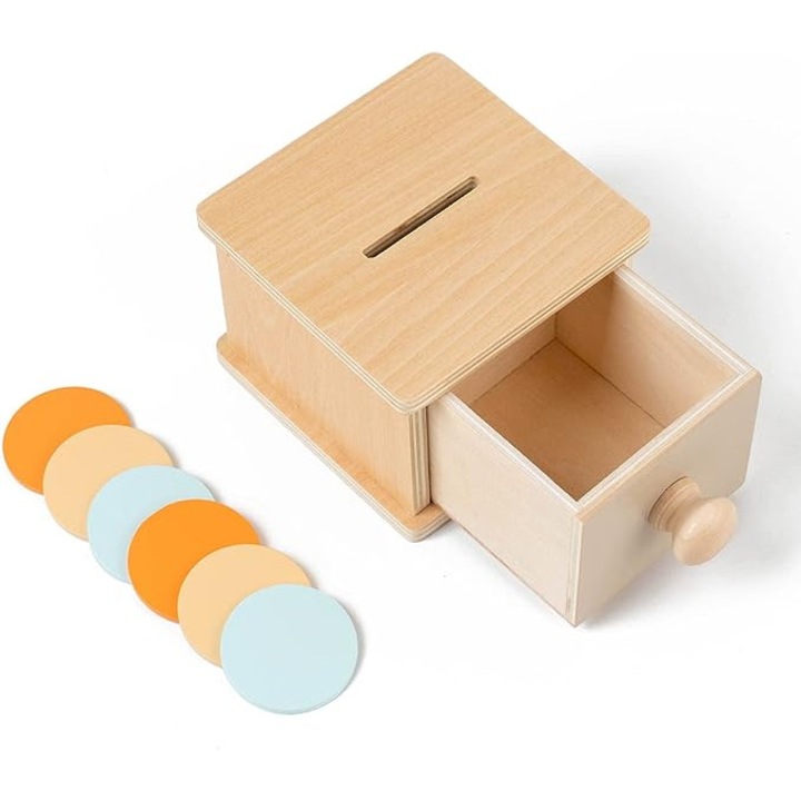 Joc Montessori cu Sertar si Discuri Colorate Cutia Permanentei