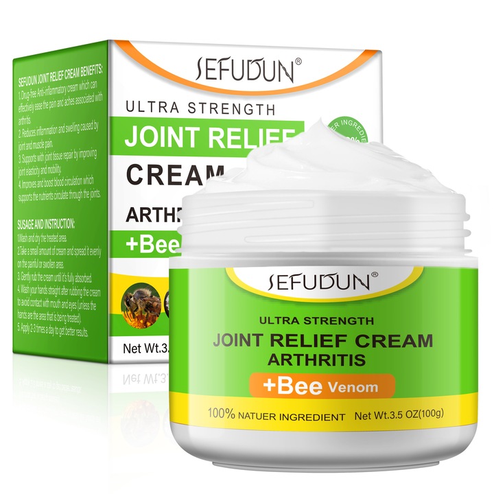 Crema pentru ameliorarea durerilor articulare, amelioreaza durerile articulare si musculare, formula naturala pentru spate, genunchi, rigiditate si disconfort articular, 100 ml