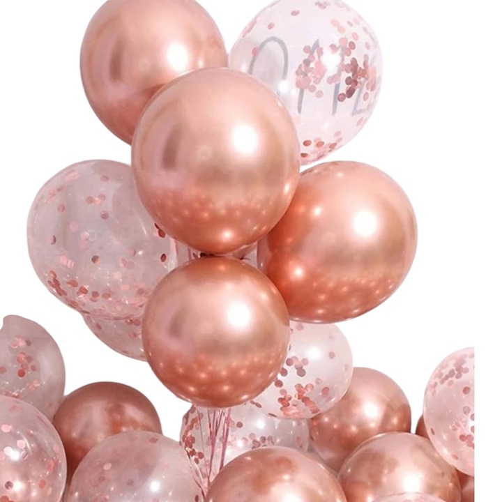 Konfetti lufik, rózsaszín és arany, 20 darabos készlet