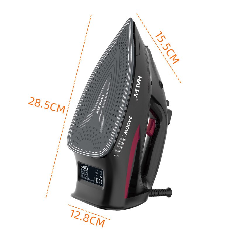 Fier de calcat cu abur HALEY® HY-2060, 2400W, Talpa ceramica, Abur vertical, Auto-curatare, Cablu 1.5m, Negru