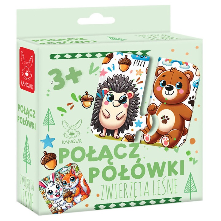 Oktatójáték, Kenguru, Párosítsd össze a feleket, erdei állatok, 30x30cm