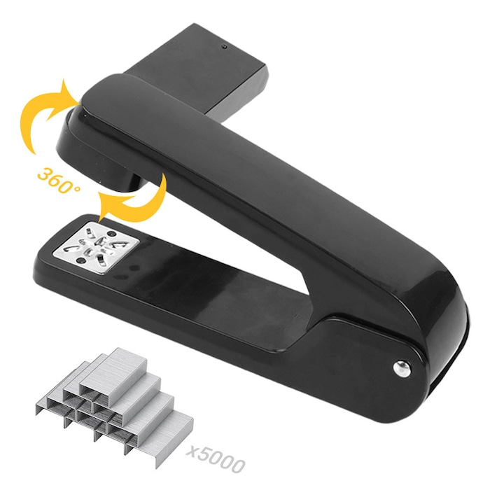 Ротационен телбод Prixtal, капацитет 25 листа, 5000 скоби 24/6 включени, ABS, черен