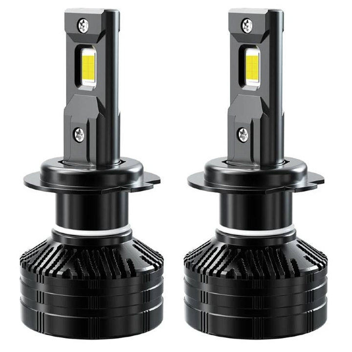 Set 2 becuri auto LED Ruan N60 H7 250W, 26000 LM, lumina alb 6000K, tehnologie CANBUS