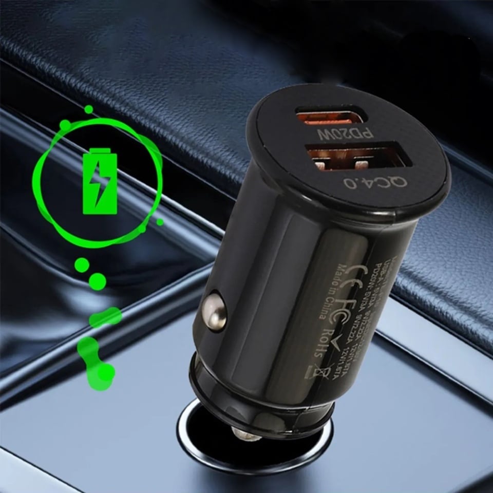Incarcator Auto Fast Charge PD20W, QC 4.0, Type-C, USB, 2in1, Skyddar ...