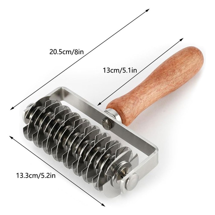Rola pentru taiat aluat, RASK, unelte de patiserie, design ergonomic, Inox, argint