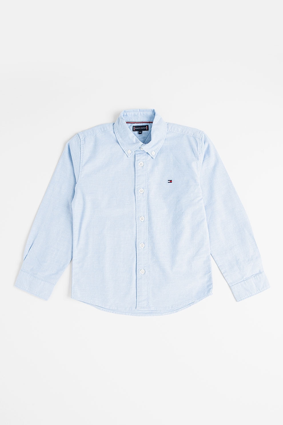 Tommy Hilfiger, Camasa din amestec de bumbac organic cu logo brodat, Albastru deschis, 152 CM