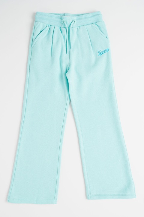 Tommy Hilfiger, Спортен панталон с връзка и странични джобове, Ментово зелено