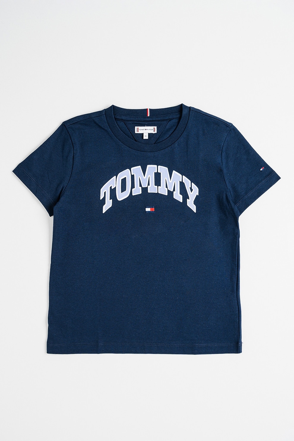 Tommy Hilfiger, Tricou cu logo si decolteu la baza gatului, Albastru ultramarin, 128 CM