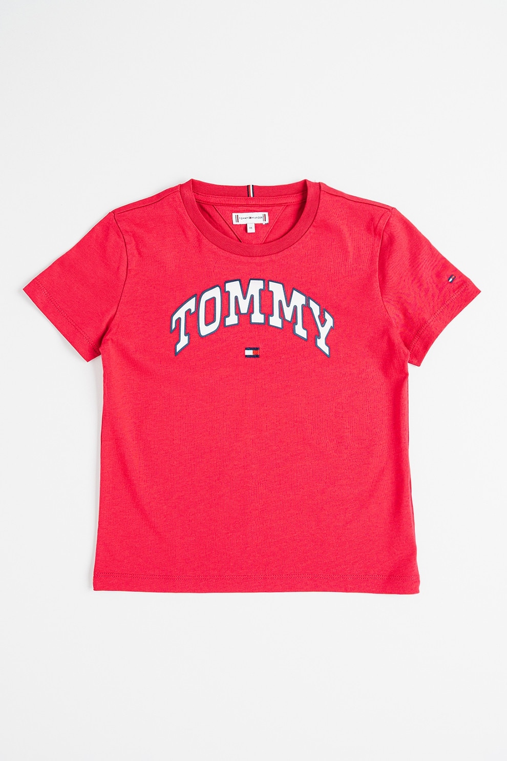 Tommy Hilfiger, Tricou cu logo si decolteu la baza gatului, Roz aprins, 170 CM