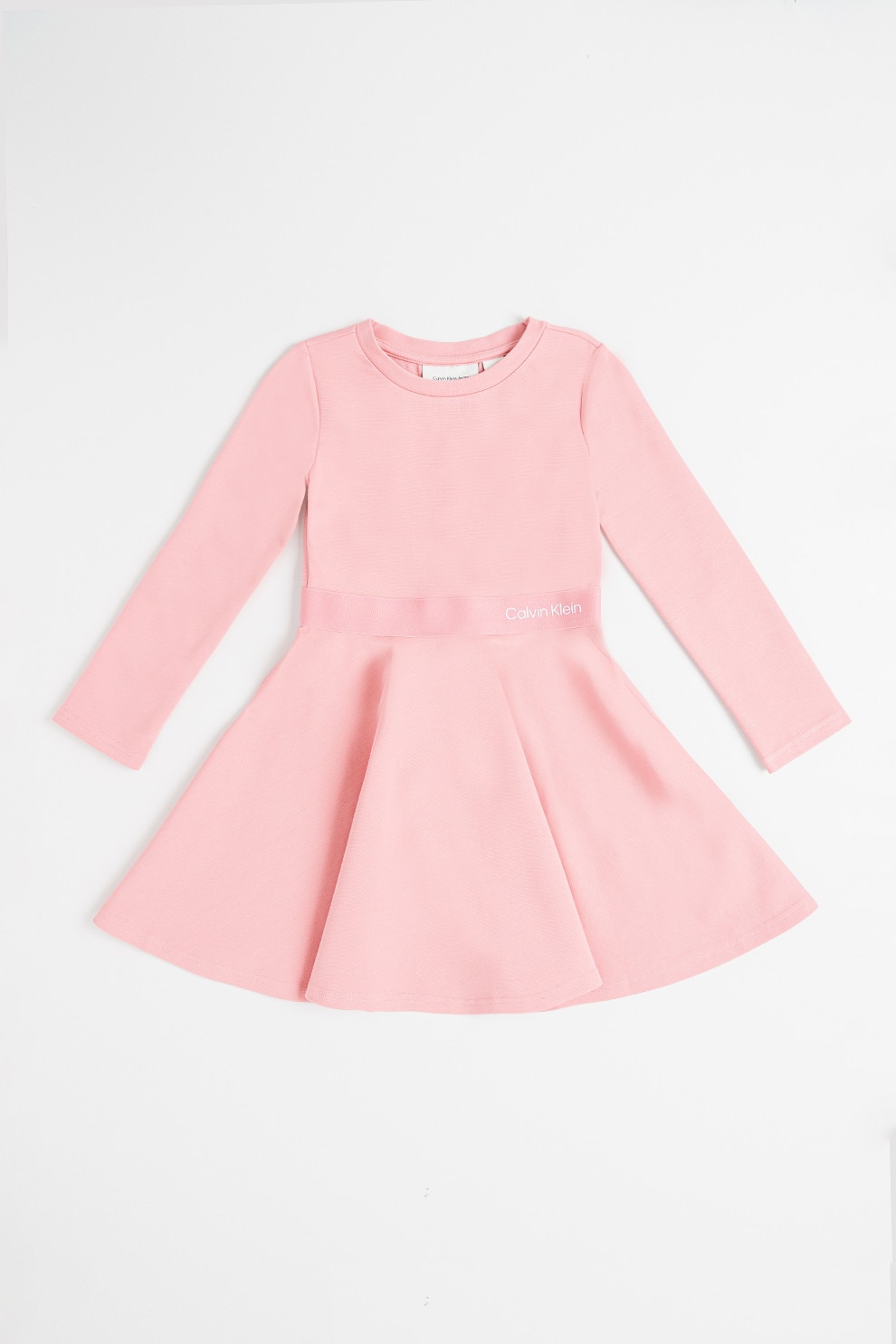 CALVIN KLEIN, Rochie evazata cu logo, Roz inchis, Roz prafuit, 164 CM