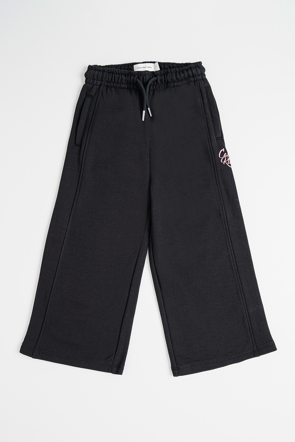 CALVIN KLEIN, Pantaloni de trening cu logo si snururi, Negru, Roz, 170 CM
