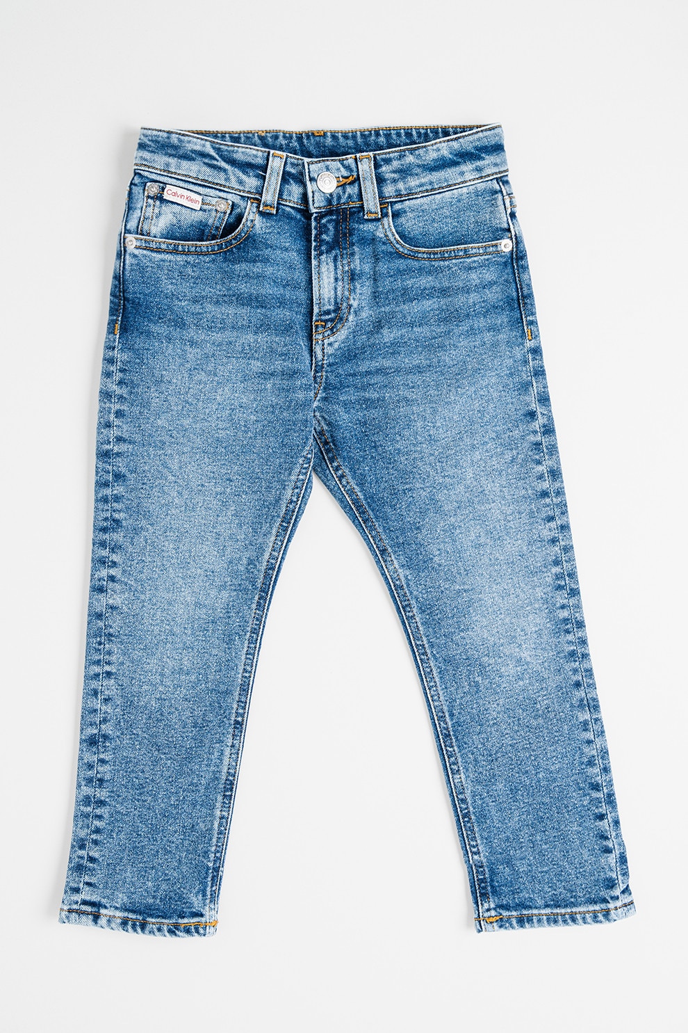 CALVIN KLEIN, Blugi cu talie medie Dad, Albastru melange, 164 CM