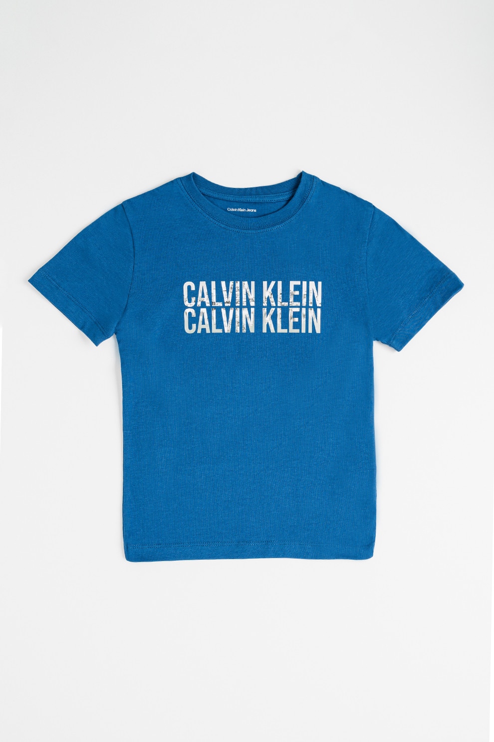 CALVIN KLEIN, Tricou din bumbac cu imprimeu logo, Verde, Albastru inchis, 170 CM