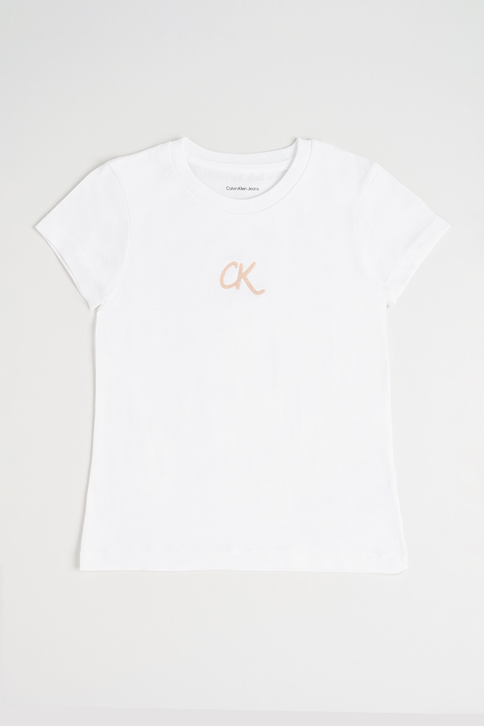 CALVIN KLEIN, Tricou slim fit de bumbac, Alb optic, Roz prafuit, 164 CM