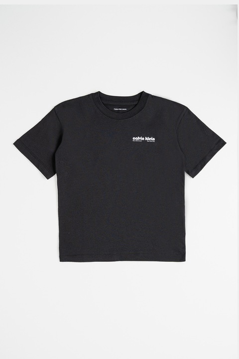 CALVIN KLEIN, Pamutpóló nagyméretű logóval, Piros/Fekete/Olívazöld