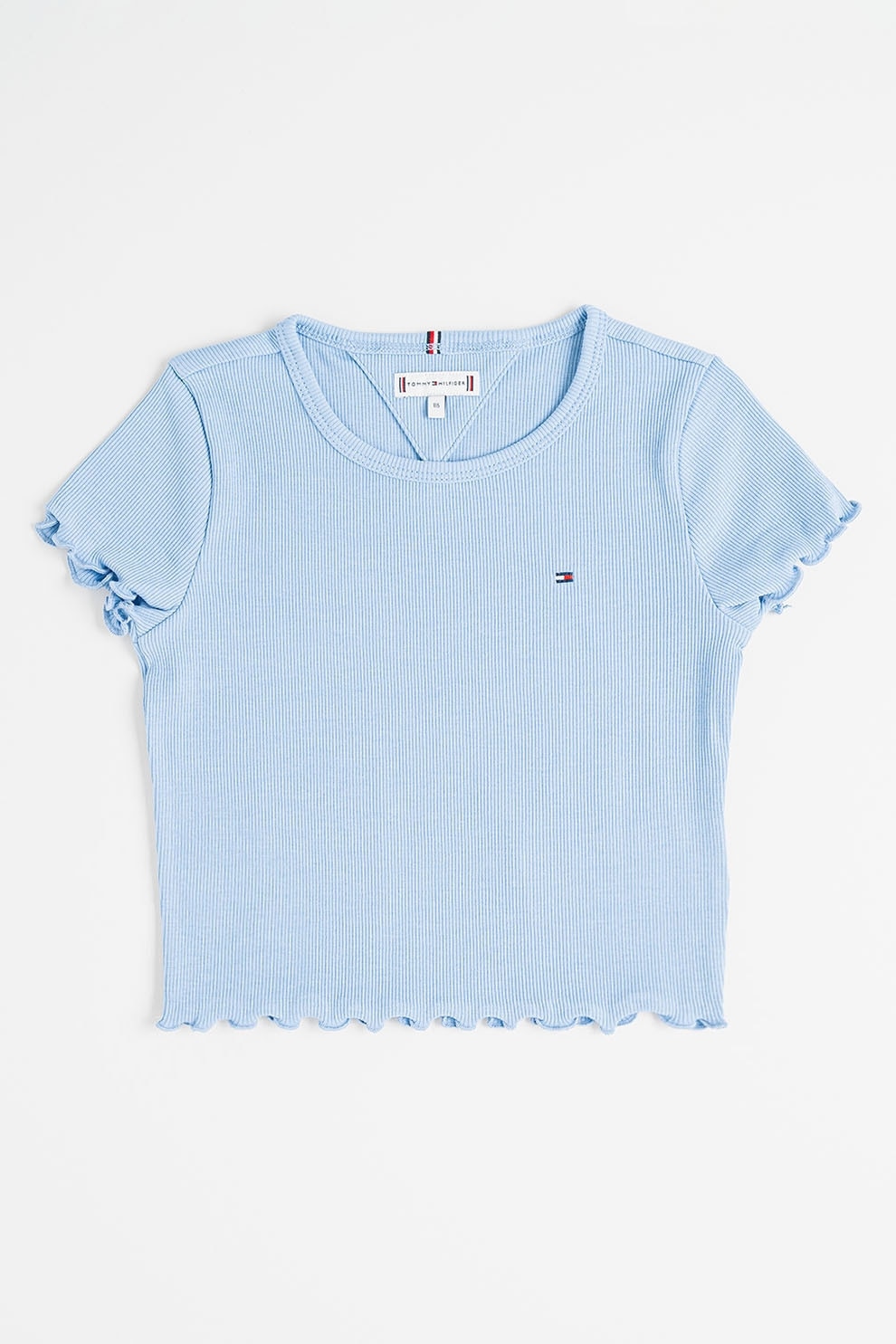 Tommy Hilfiger, Tricou crop slim fit Essential, Albastru lavanda, 164 CM