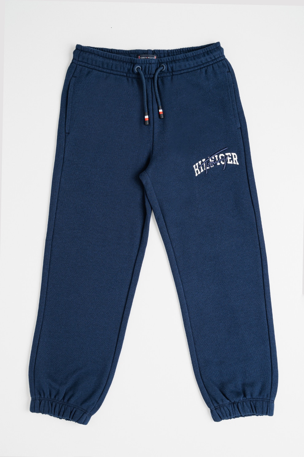 Tommy Hilfiger, Pantaloni de trening relaxed-fit cu logo, Alb fildes, Albastru ultramarin, 170 CM