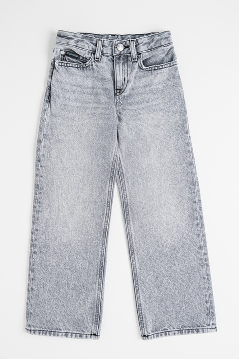 CALVIN KLEIN, Bő szárú farmernadrág magas derékrésszel, Melange szürke, 140 CM