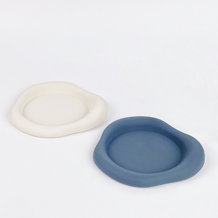 Szilikon poháralátét szett, Antique White + Dusty Blue-Grey mix, 12x9x0.8cm, hőálló