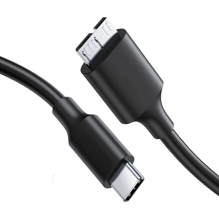 Cablu hard disk extern de 0.3 m la USB C pentru Western Digital WD My Passport, Seagate, Toshiba Canvio, LaCie etc., compatibil cu iPhone 15, PC, Mac, Samsung, LG, Moto, Pixel si alte dispozitive USB-C