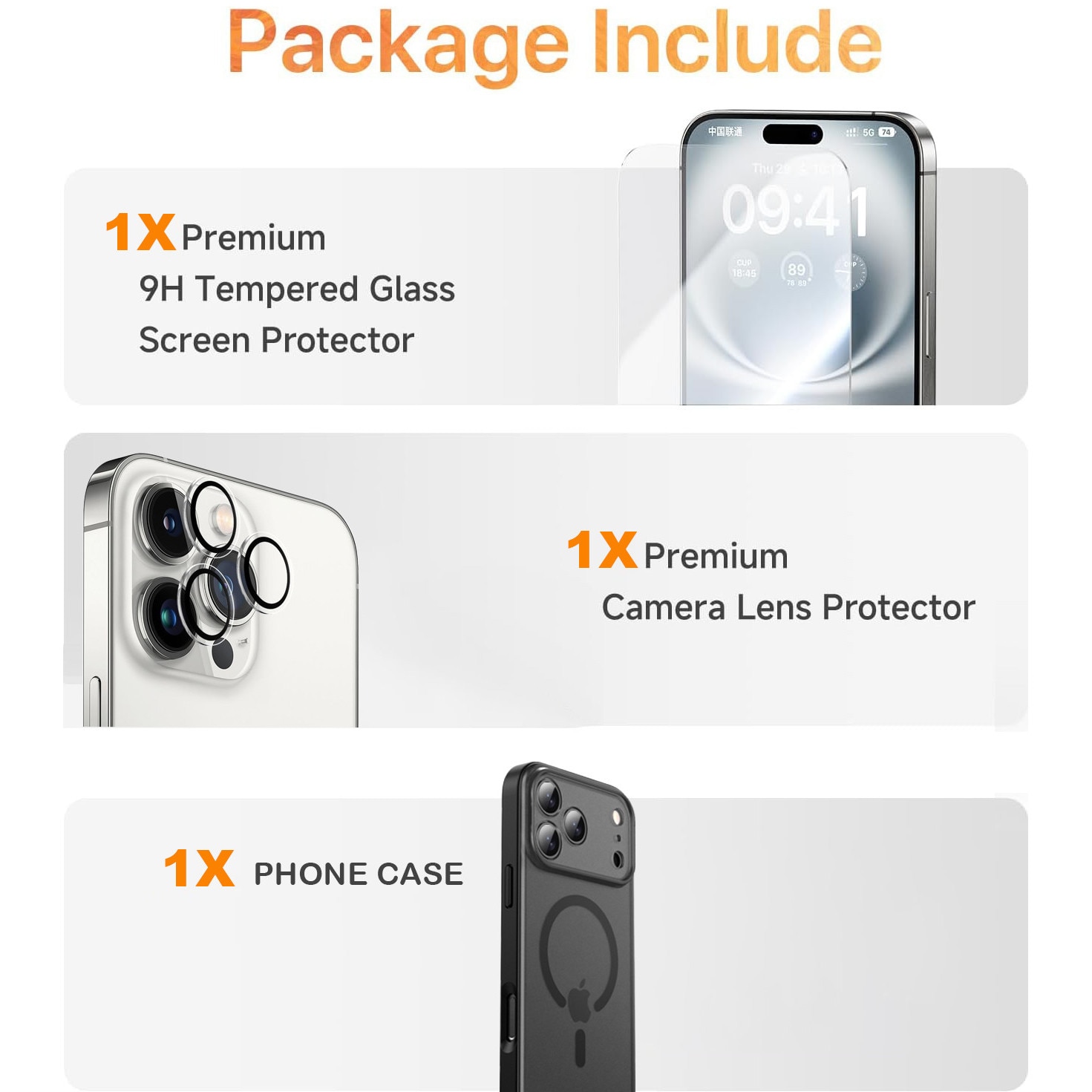 Husa pentru iPhone 17 Pro Max, set protectie ecran si camera sticla securizata, CASEDANCE, Magsafe - Transparent