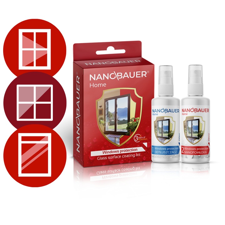 Impregnant protectie pentru ferestre, NANOBAUER GLASS HOME®, 100ml