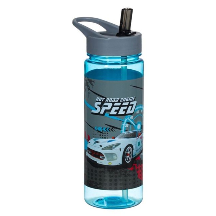 Sticla de apa pentru baieti cu sistem flip top si model masina 650 ml