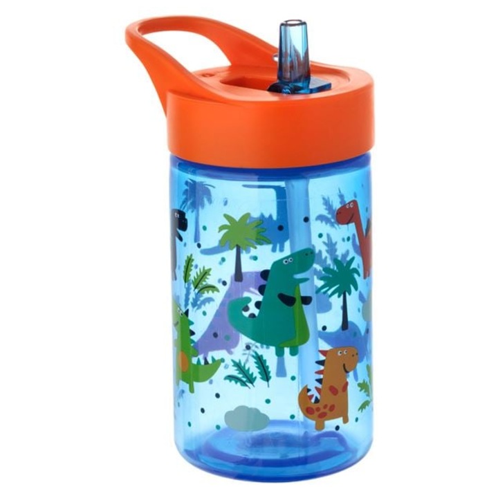 Sticla de apa pentru baieti, cu sistem flip top cu model dinozauri 430 ml