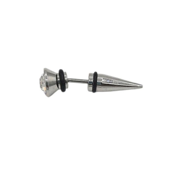 Expender fals inox tip pierce 8 mm diametru cu piatra de zirconiu alb Clementina