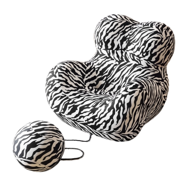 Fotoliu premium cu forma curbata si interior din spuma poliuretanica, suport picioare, ergonomic, S0F006, zebra, 100 x 120 x 92 cm