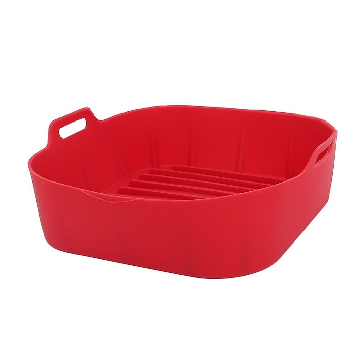 Tava din silicon termorezistent pentru friteuza cu aer cald Grunberg, model patrat, Dimensiuni 15.5x15.5x 5 cm, AFA2610