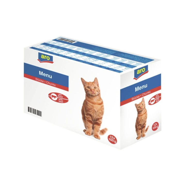 Hrana Umeda Plic pentru Pisici cu Aroma de Vita, 12 x 100 g, Aro
