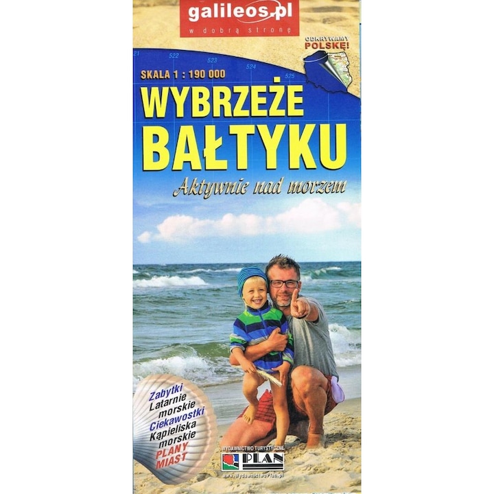 Harta turistica, Plan, Wybrzeze Baltyku 1:190 000, atractii turistice, dimensiune 1:190 000