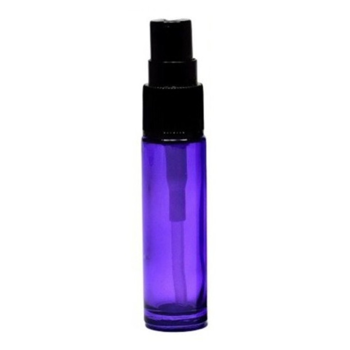 Recipient cosmetic din sticla violet cu pompa pulverizatoare, Pompa pulverizatoare Neagra, 10ml