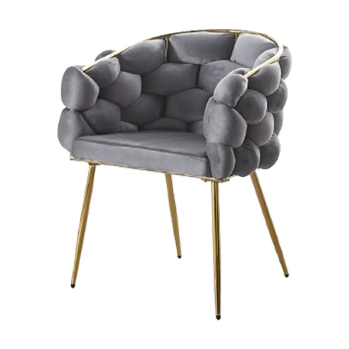 Трапезен стол, Sani KJC15, 67 X 60 X 80 cm, Светлосив