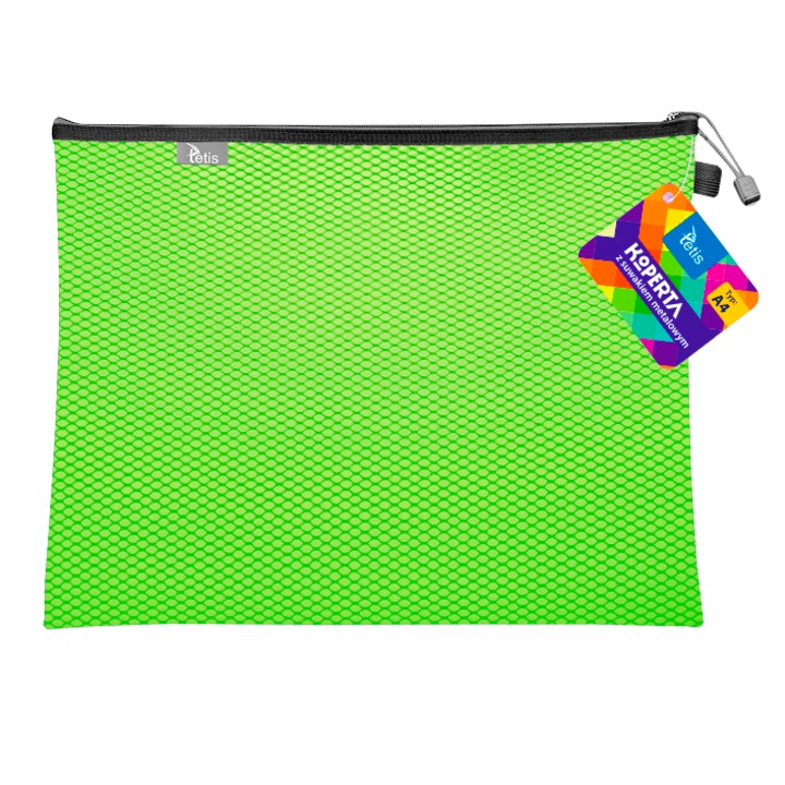 Mapa A4, Tetis, cu fermoar metalic, verde, 360x270mm