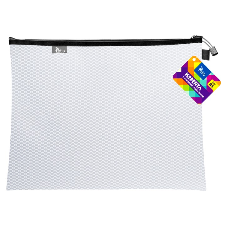 Mapa Tetis B4, cu fermoar metalic, alb, 380x290mm, 0,5mm