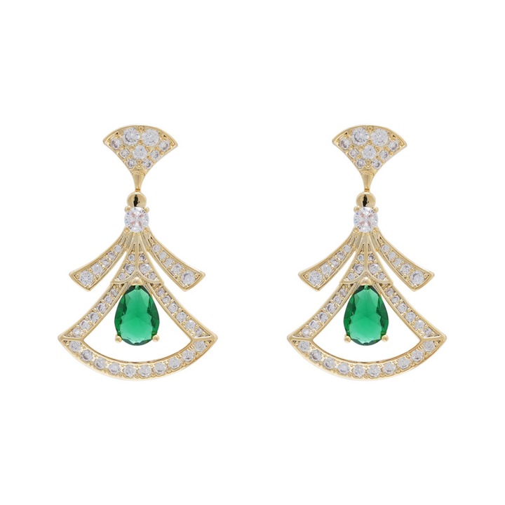 Cercei Buton Forma Rochita cu Circoniu, Placare Aur 14K, Acer de Argint S925, Bijuterii Dragute pentru Femei