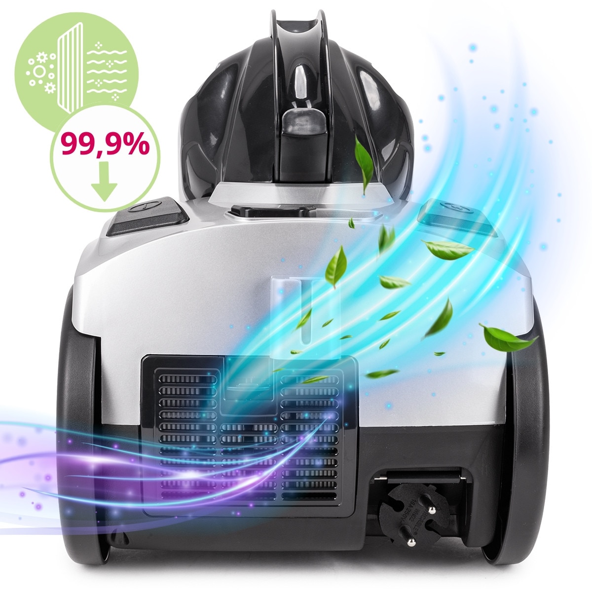 Aspirator cu Fir, Fara Sac KAMILLE, Puterea 800W, Accesorii, Filtru Hepa, Culoare Gri