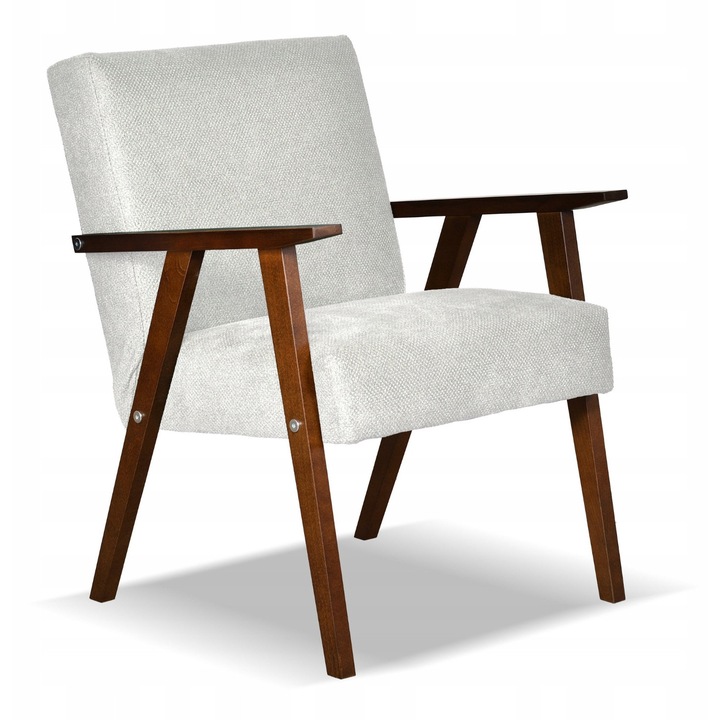 Fix karosszék, Soler modell, Family Meble, Retro Vintage, Fa/Hab/Velúr, 82x60x59 cm, Világosszürke