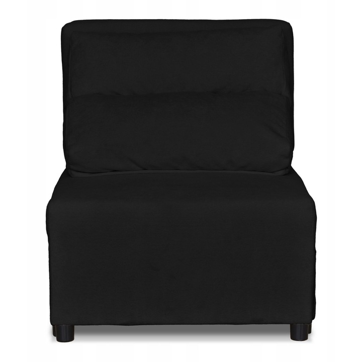 Kihúzható karosszék, Kimo H modell, Family Meble, Pihenő funkció, Fa/Hab/Velúr, 80x72x88 cm, Fekete