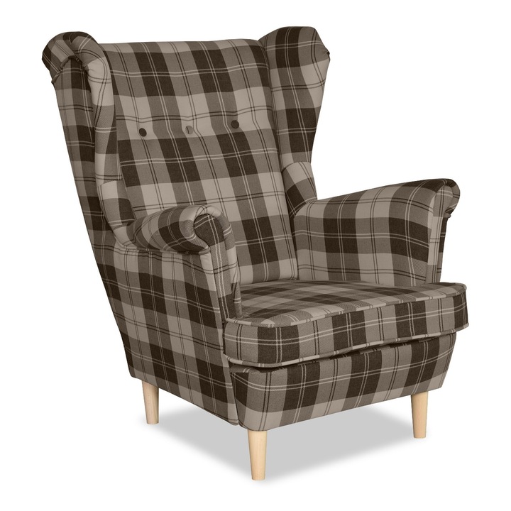 Fix fotel, Winston modell, Family Meble, Skandináv, Fa/Hab/Textil, 104x84x92 cm, Barna