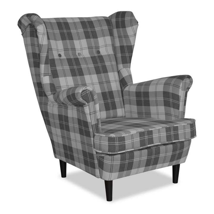 Fix fotel, Winston modell, Family Meble, Skandináv, Fa/Hab/Textil, 104x84x92 cm, Szürke