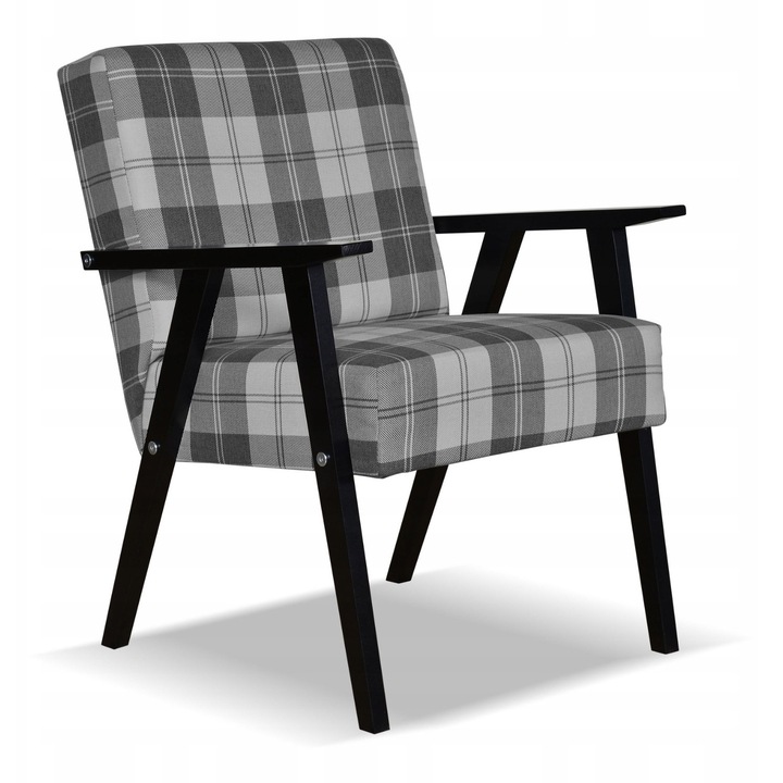 Fix fotel, Soler modell, Family Meble, Retro Vintage, Fa/Hab/Textil, 82x60x59 cm, Szürke