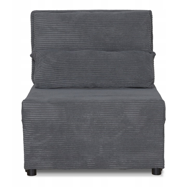 Fotoliu extensibil Kimo, Functie de repaus, Lemn/Spuma/Corduroy, Gri inchis, 80x72x88 cm