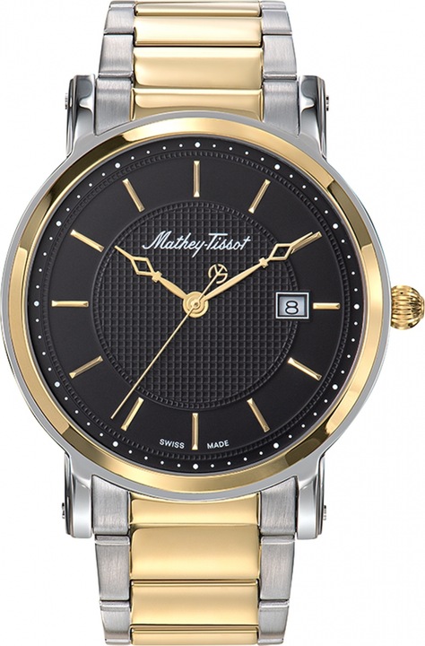 Ceas pentru bărbați Mathey Tissot, clasic, aurie, mecanism quartz, oțel