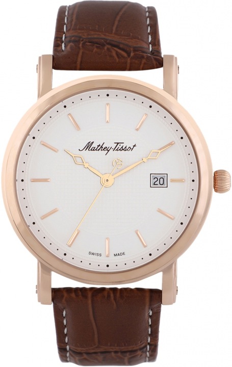 Ceas de bărbați Mathey Tissot HB611251PI, clasic, maro, mecanism Quartz, material oțel